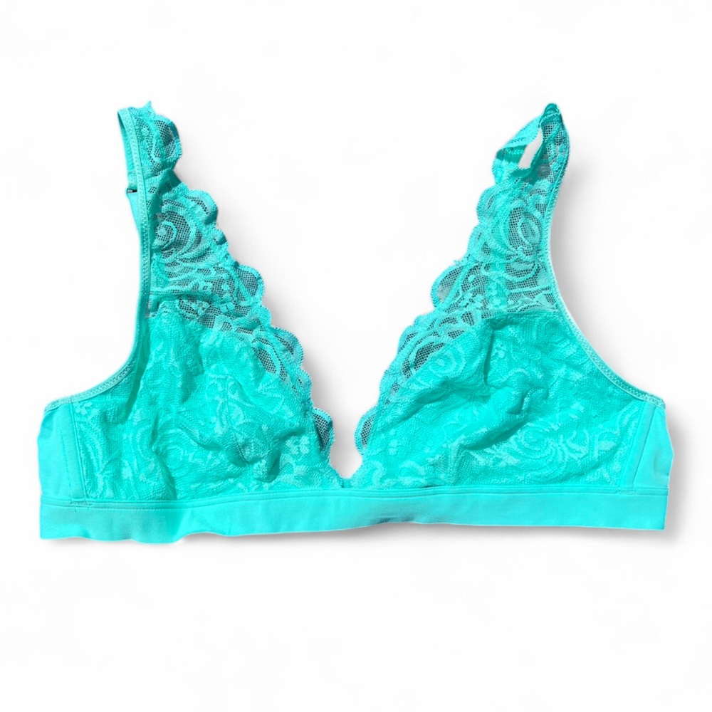 Victoria’s Secret PINK Green Lace Plunge Bra Size L